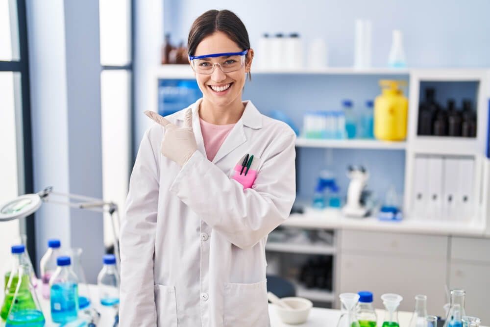 A Lab Worker Girl Wearing Safety Glasses